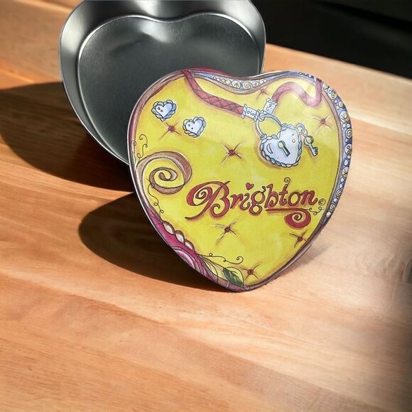 Brighton Metal Tin Yellow Locket  Designed Trinket Jewelry Gift Box - Picture 1 of 4